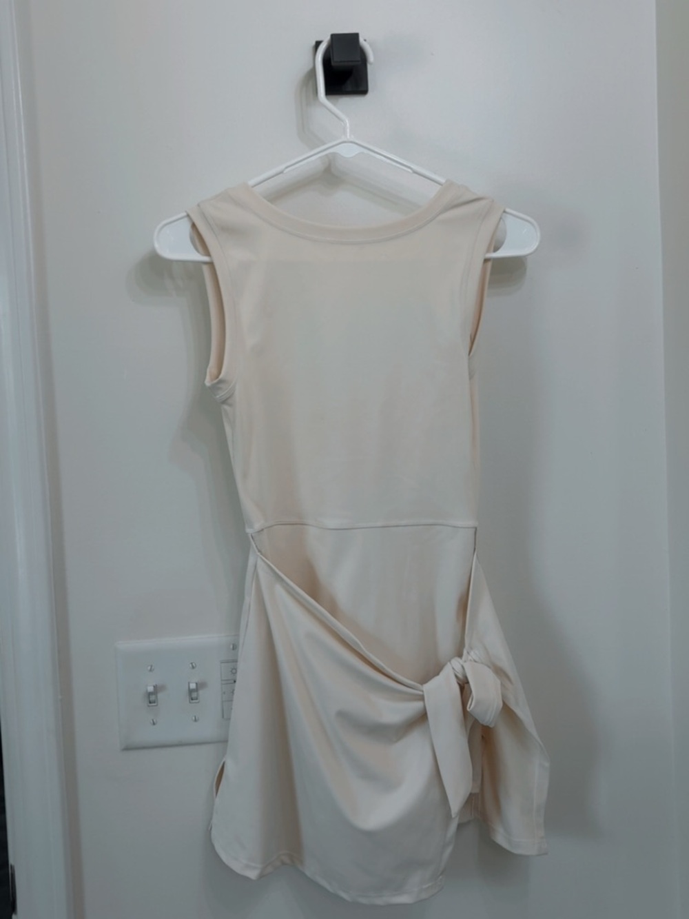 Cream Tie front athletic Mini Dress/romper